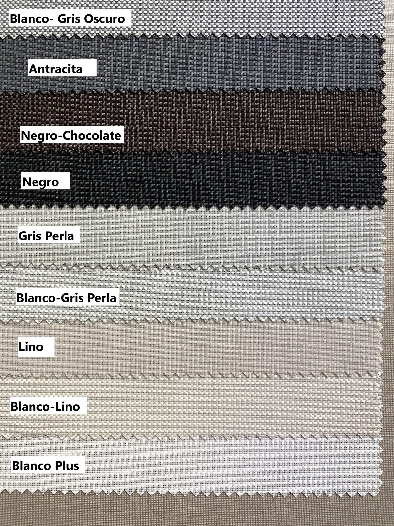 muestrario de colores tejidos screen 5%